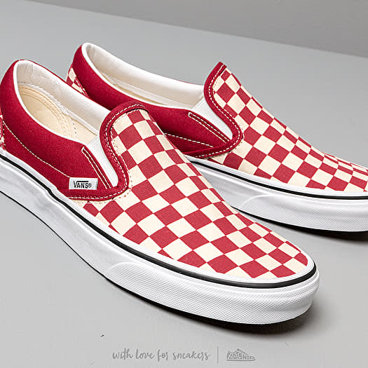 Red vans checkerboard slip on top
