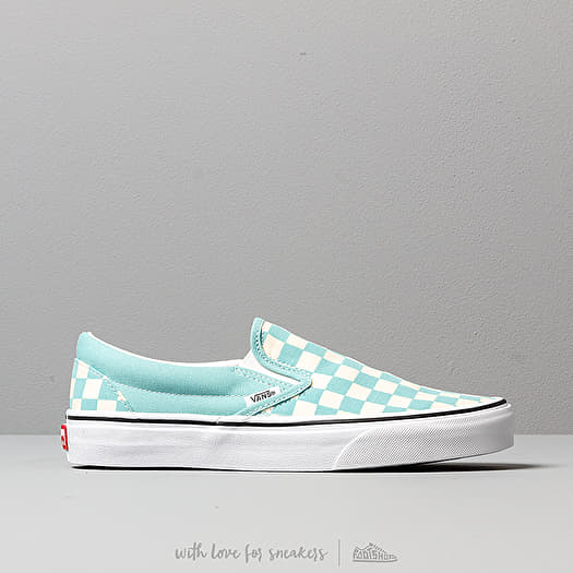 Vans checkerboard slip on aqua top