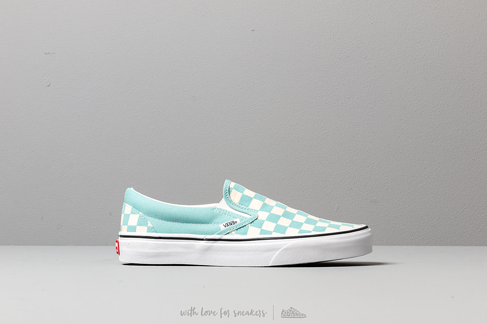Men s shoes Vans Classic Slip On Checkerboardard Aqua Haze Footshop