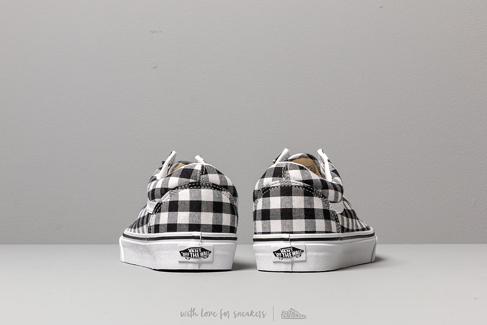 Vans gingham old skool black & true white womens shoes cheap