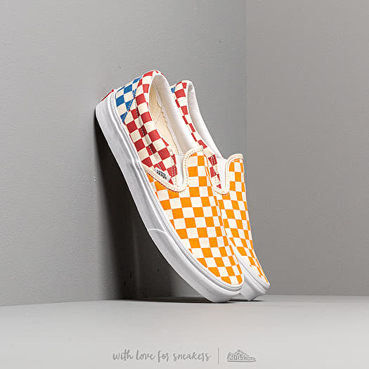 True white checkerboard slip on vans on sale