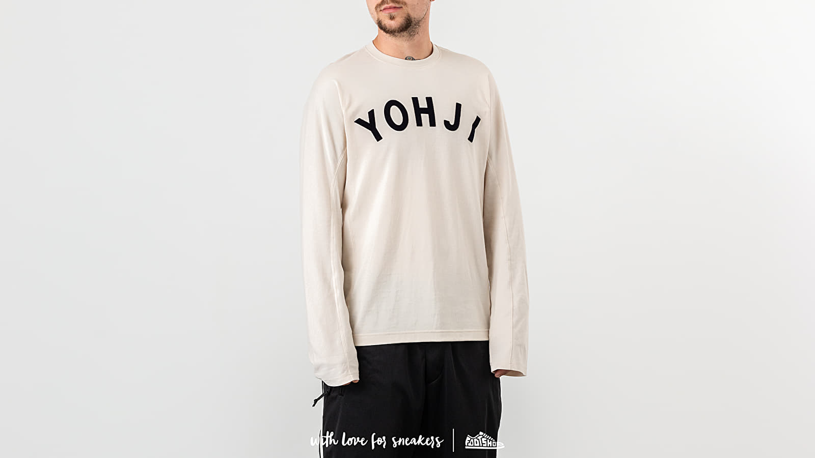 Camisetas Y-3 Yohji Letters Long Sleeve Tee Ecru/ Legend Ink