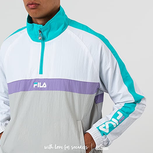 Jackets Fila Jona Woven Half Zip Jacket Harbor Mist Bright White Blue Curacao Violet Tulip Footshop
