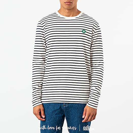 T-shirts WOOD WOOD Mel Long Sleeve Tee Off White/ Navy Stripes