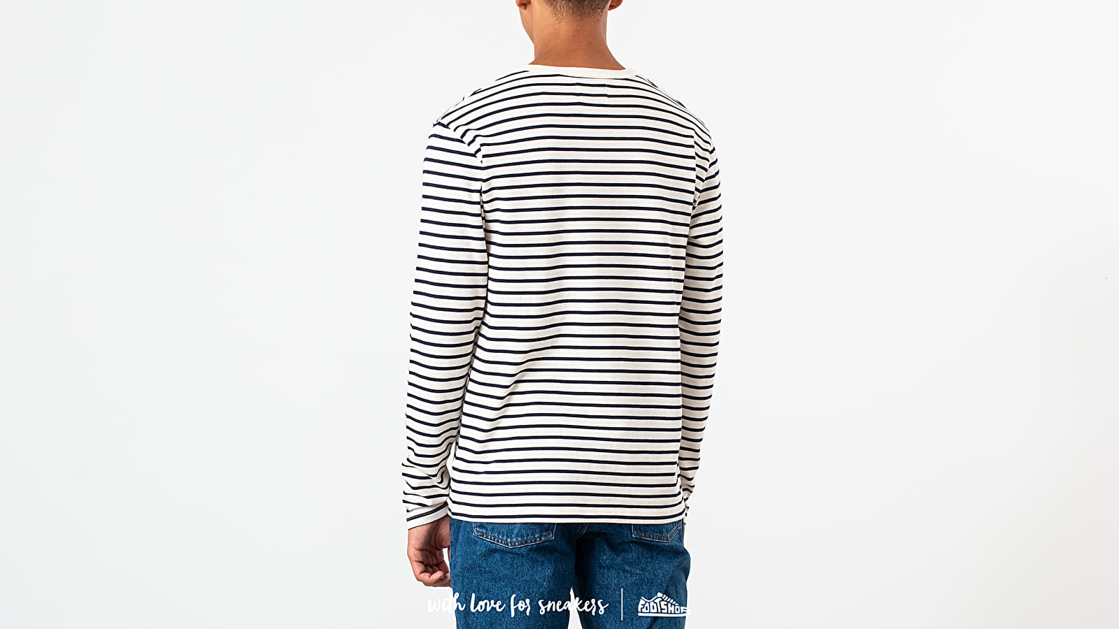 T-shirts WOOD WOOD Mel Long Sleeve Tee Off White/ Navy Stripes
