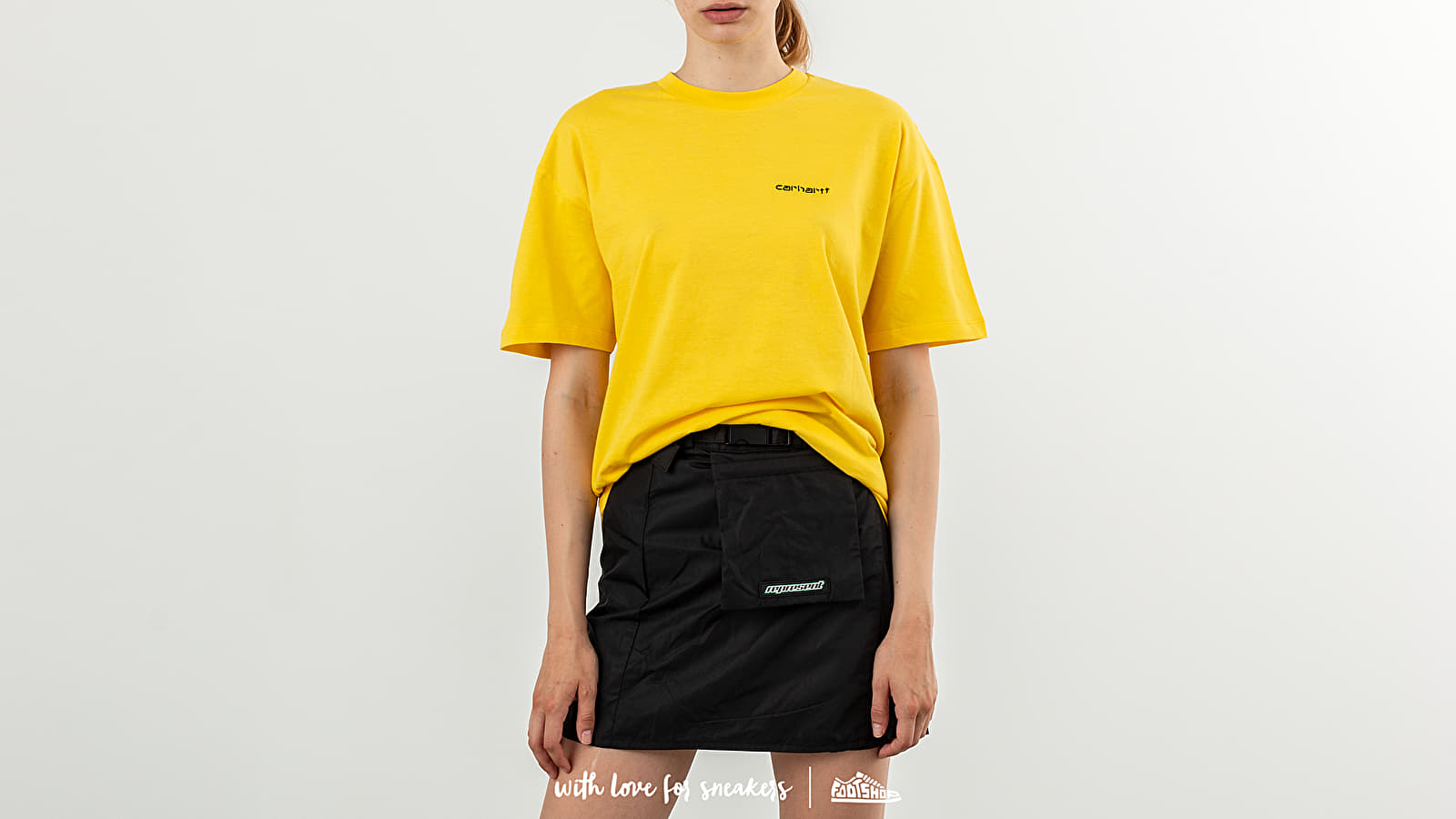 T-shirts Carhartt WIP Script Embroidery Tee Primula/ Black