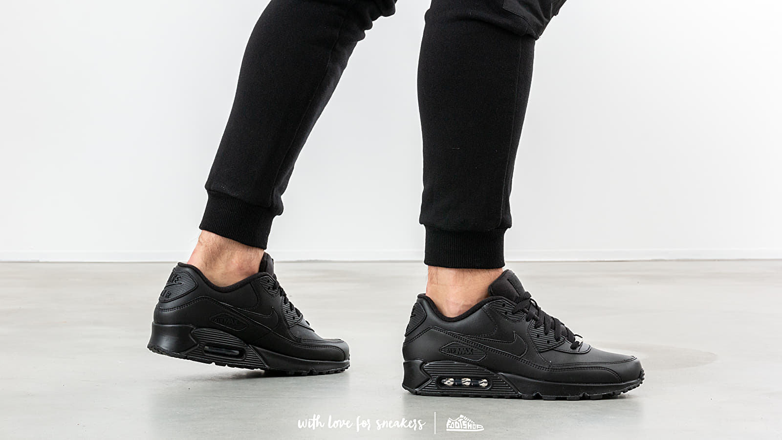 Nike air max 90 black mens leather clearance