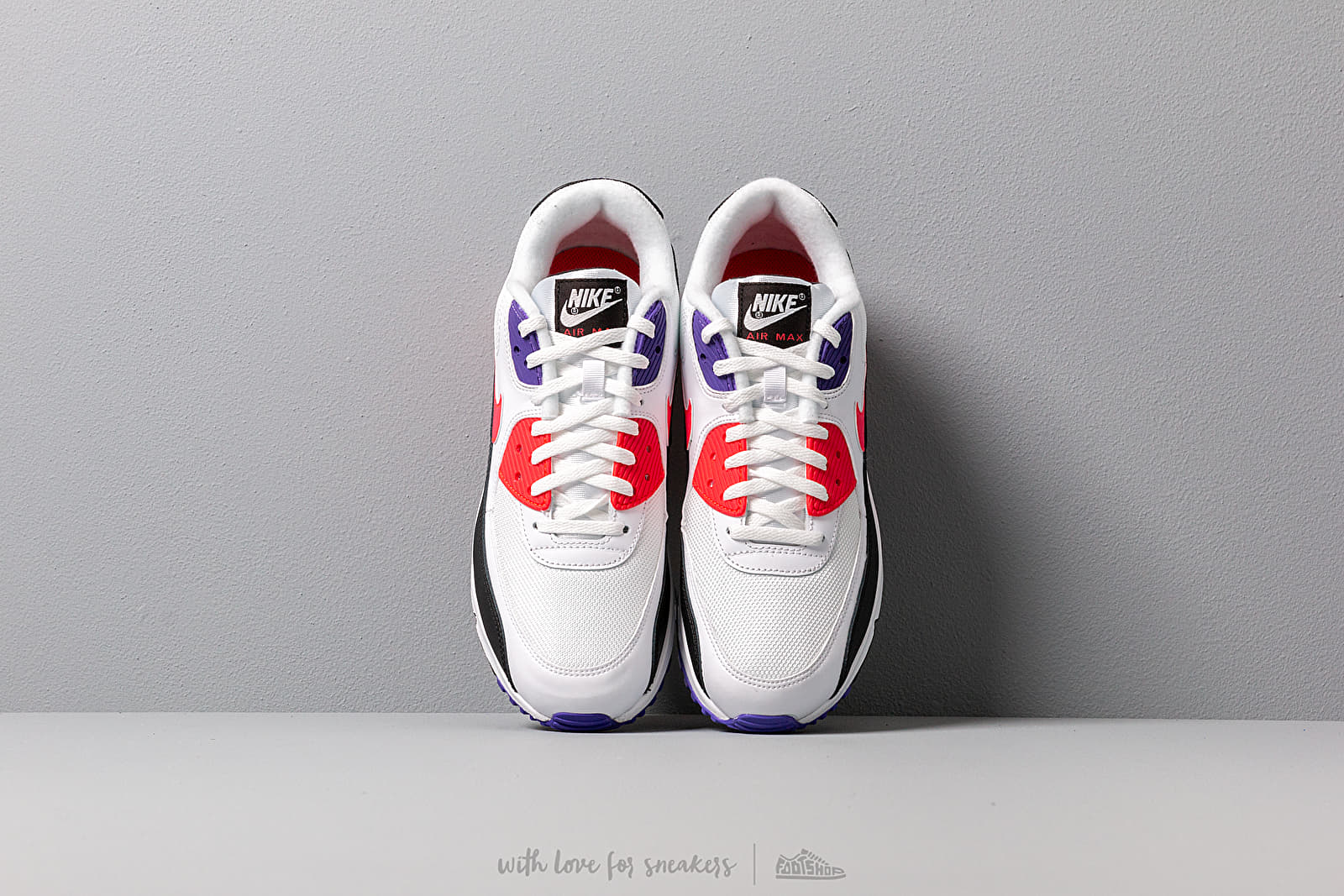 Herren Sneaker und Schuhe Nike Air Max 90 Essential White Red Orbit Psychic Purple Black Footshop
