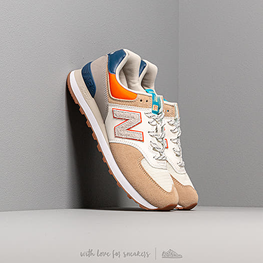 New balance 574 blue hot sale tan