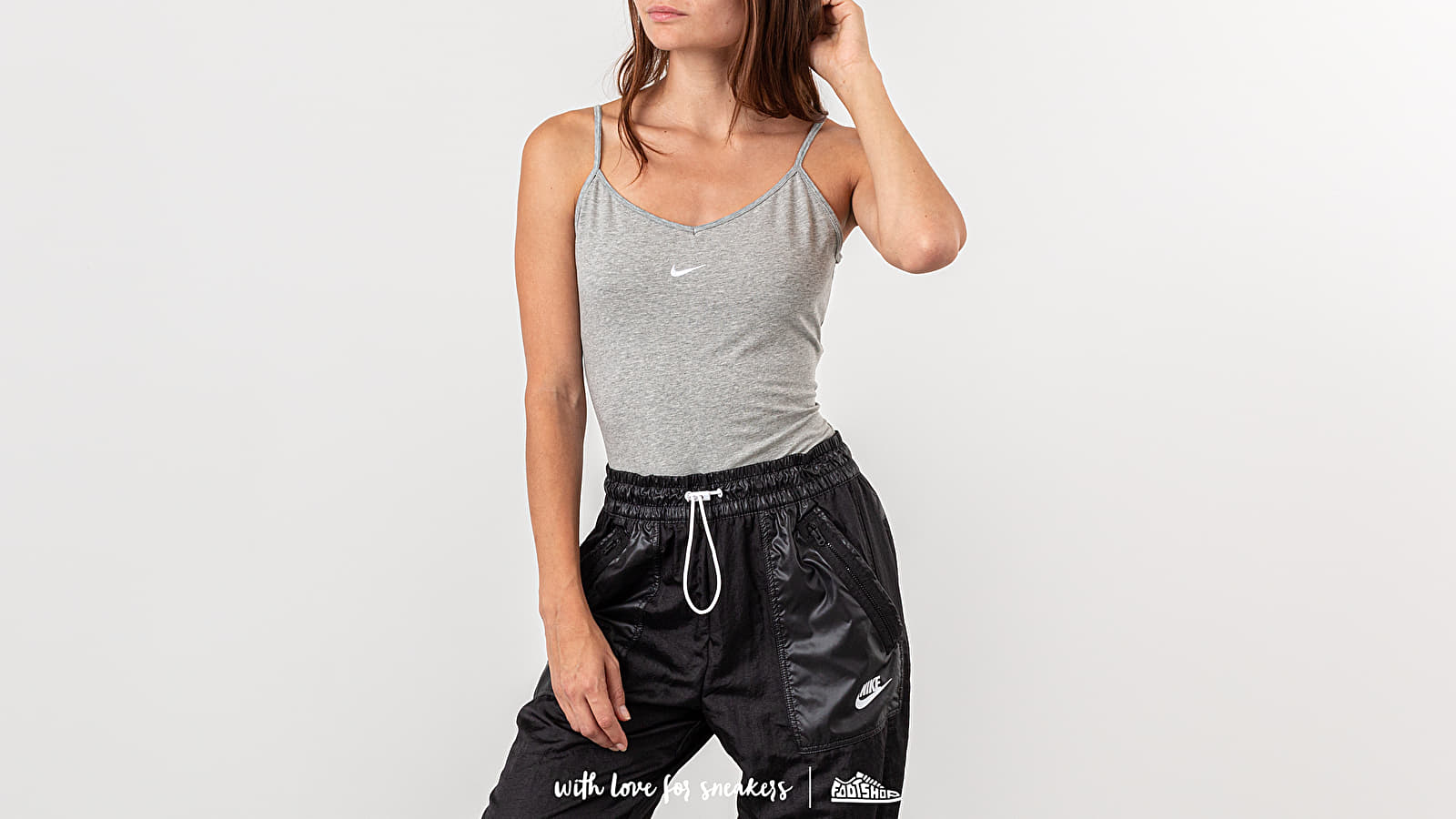 Tank Tops Nike Sportswear Essential Bodysuit Tank Dk Grey Heather/ Matte Silver/ White
