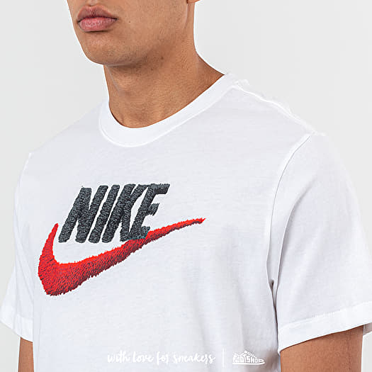 T shirts Nike Sportswear Brand Mark Tee White Black Habanero Red Footshop