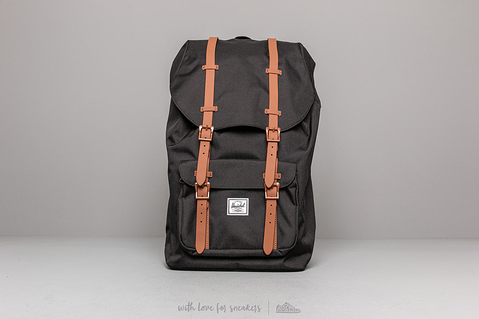 Zaini Herschel Supply Co. Little America Backpack Black/ Saddle