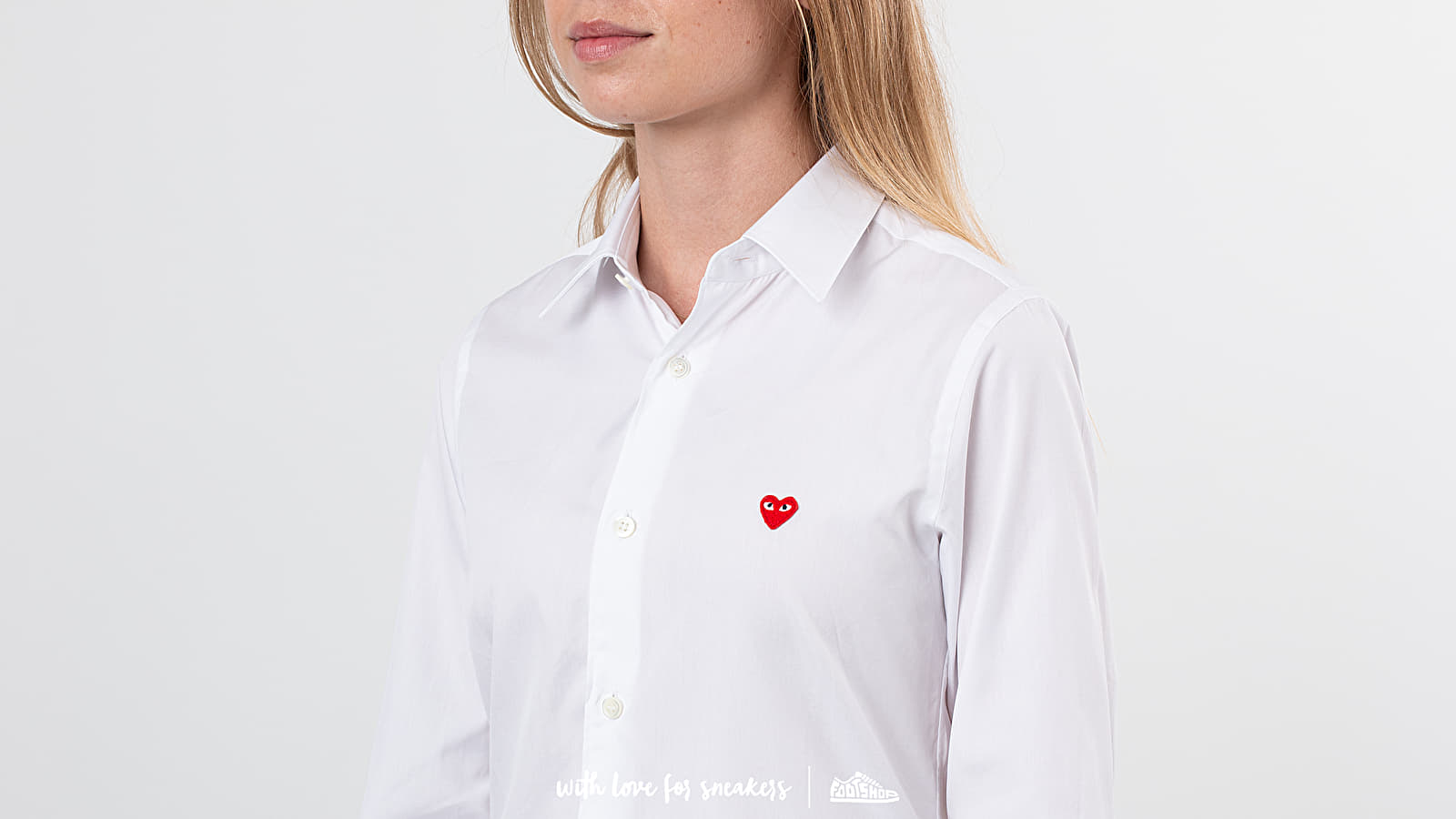 Comme des garcons white button up discount