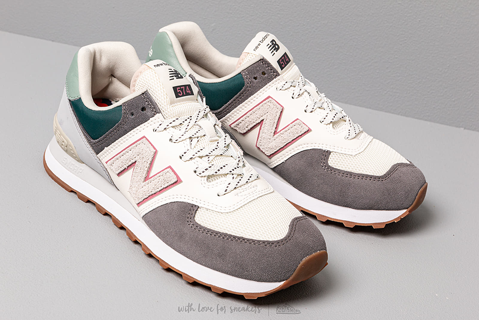 New balance 574 magnet with tropical green & white on sale
