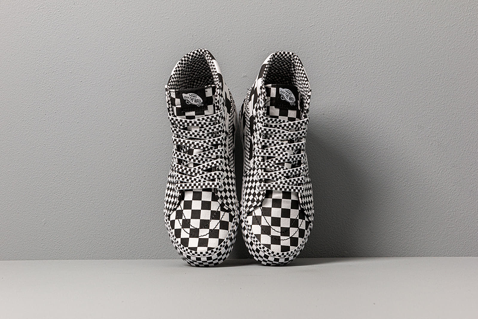 Men s shoes Vans Sk8 Hi All Over Checkerboard White Black Footshop