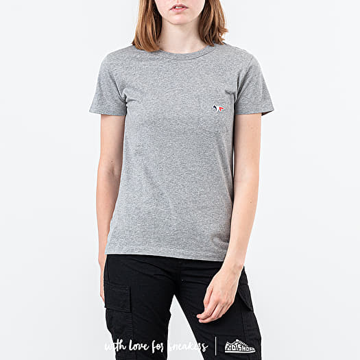 MAISON KITSUNÉ Fox Patch Tee Grey Melange | Footshop