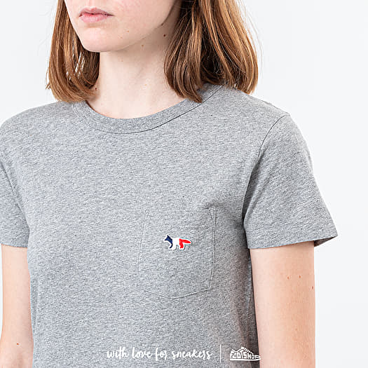 MAISON KITSUNÉ Fox Patch Tee Grey Melange | Footshop