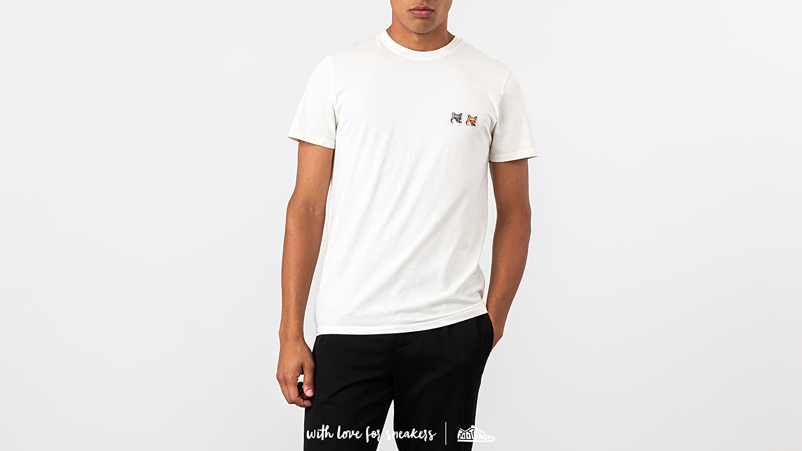 T-shirts MAISON KITSUNÉ Double Fox Head Patch Tee Latte