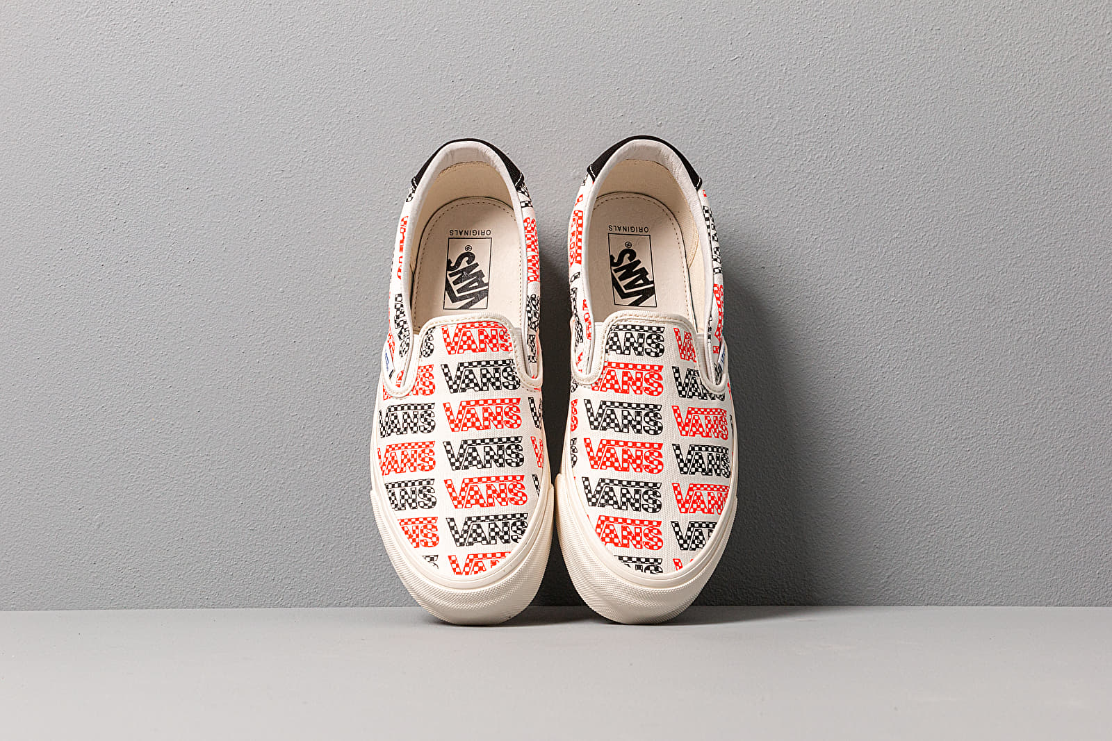 Men s shoes Vans Vault OG Slip On 59 LX Canvas Racing Red Logo