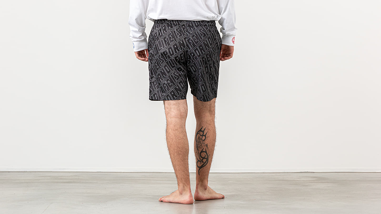 Plavky Life Is Porno Wallpaper Boardshorts Black