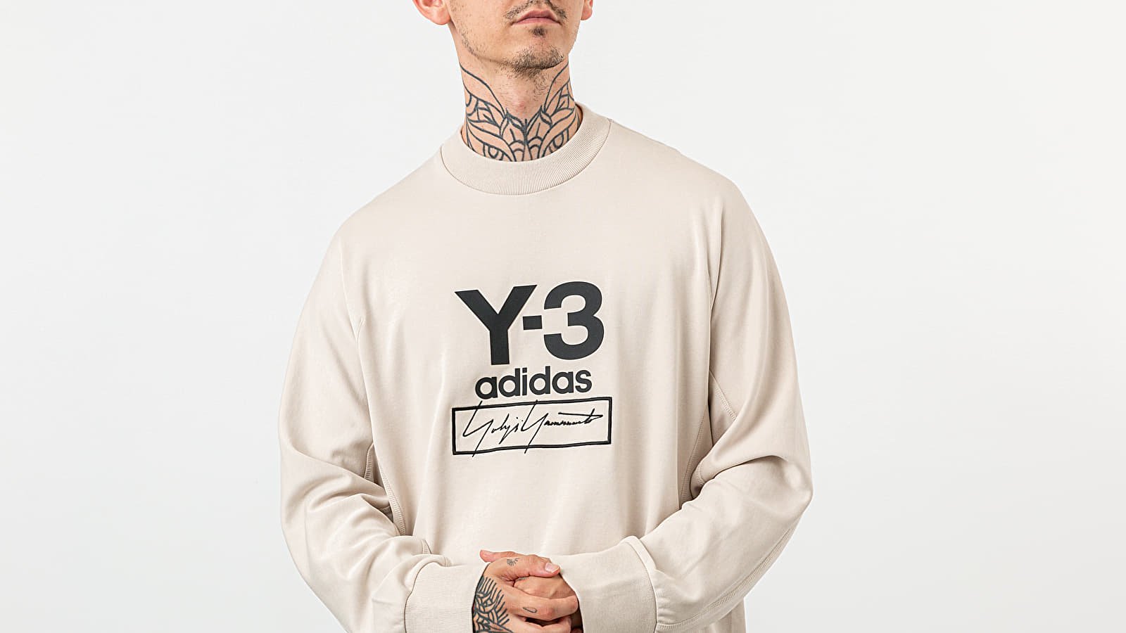Hoodies and sweatshirts Y 3 Stacked Logo Crewneck Ecru Footshop