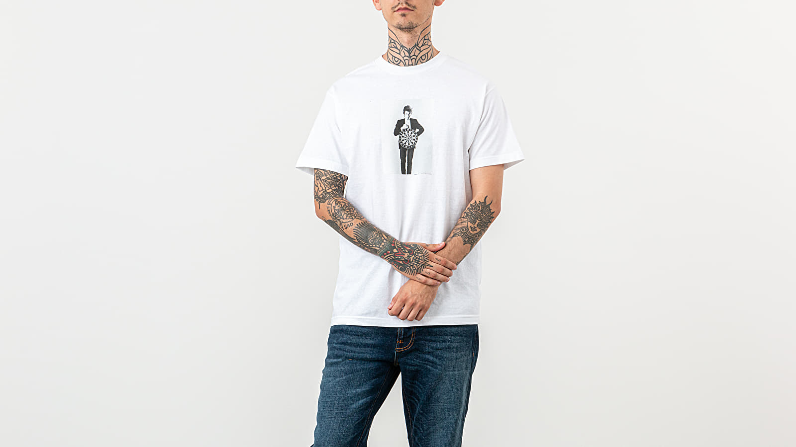 T shirts PLEASURES x Bob Dylan Darts Tee White Footshop