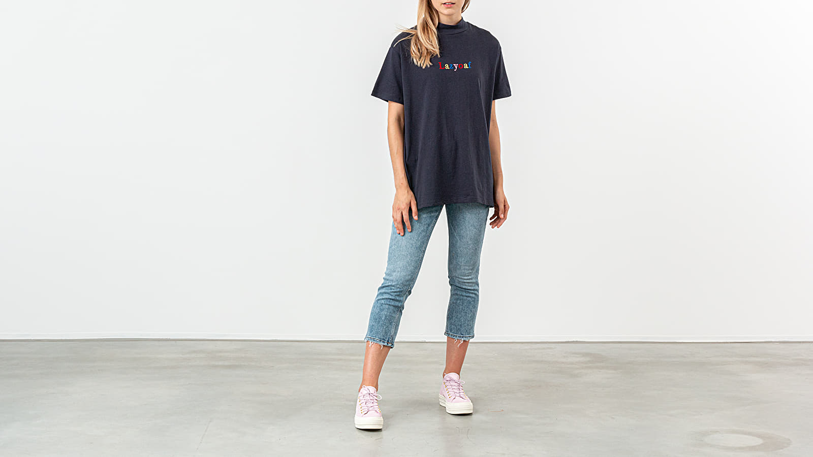 T-shirts Lazy Oaf Sans Serif Tee Navy