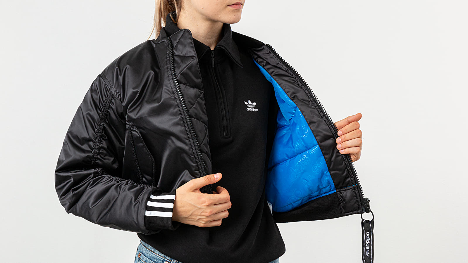 Adidas cropped bomber jacket online