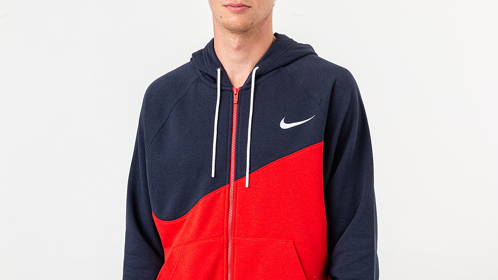 Mikiny Nike Sportswear Swoosh Hoodie University Red/ Obsidian/ White