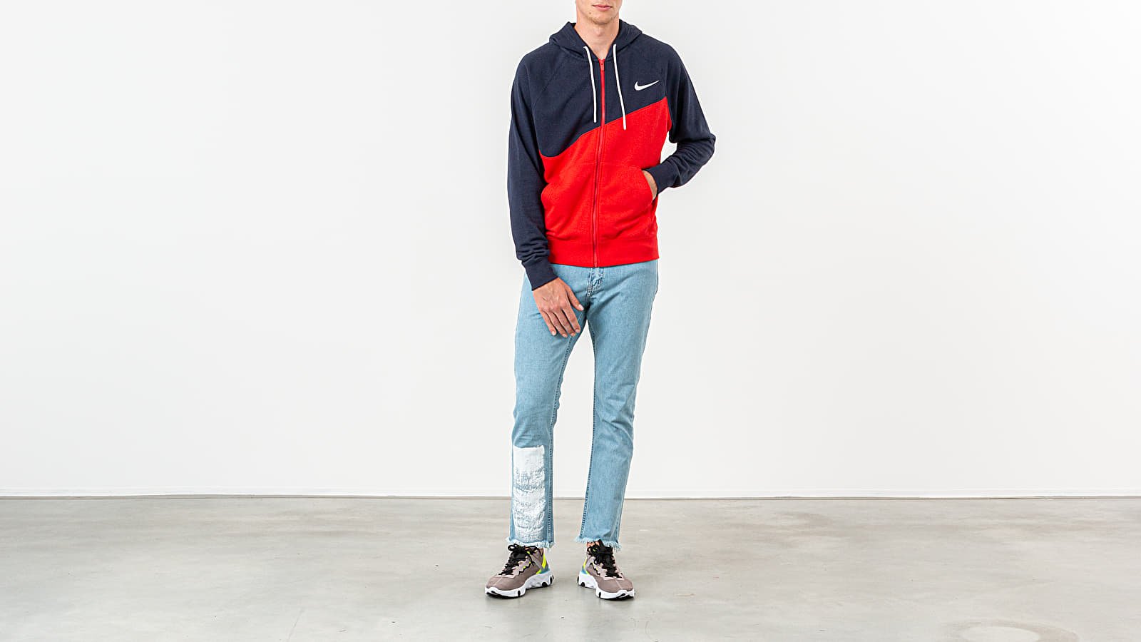 Mikiny Nike Sportswear Swoosh Hoodie University Red/ Obsidian/ White