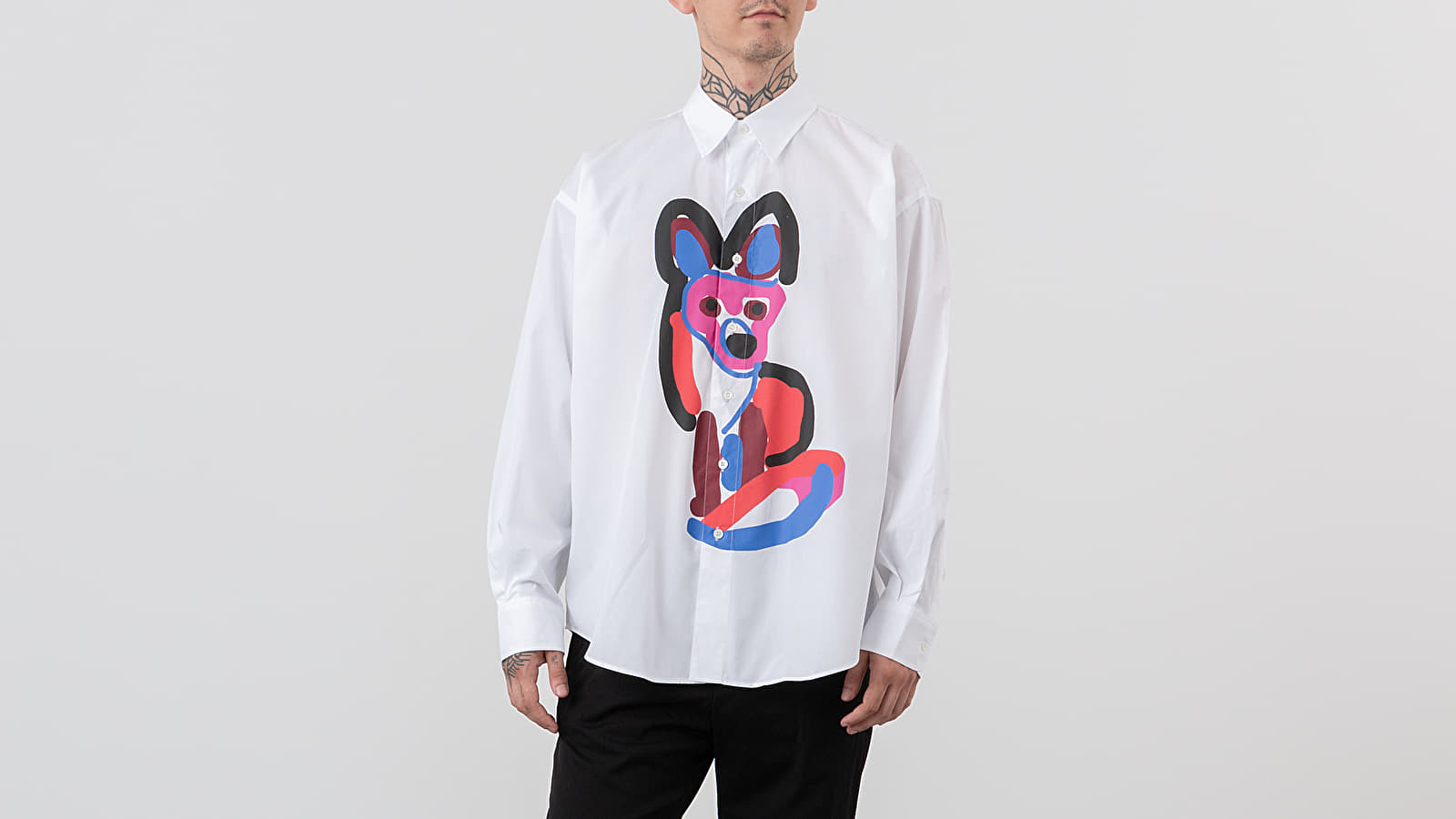 Ризи MAISON KITSUNÉ Acid Casual Fox Longsleeve Shirt White