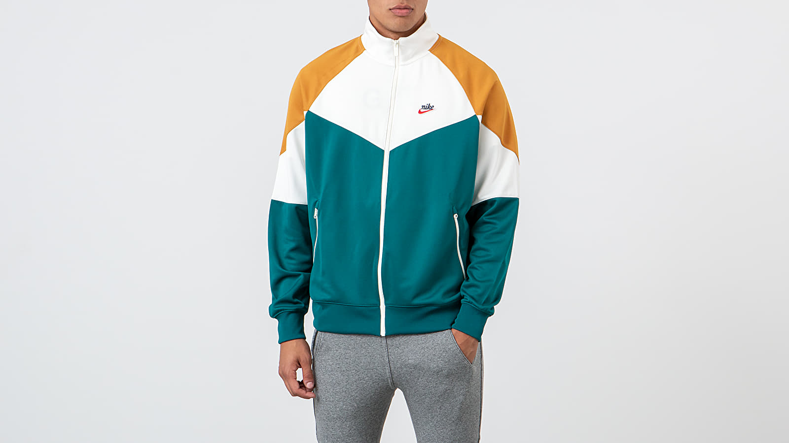 Mikiny Nike Sportswear Jacket Geode Teal/ Sail/ Gold Suede