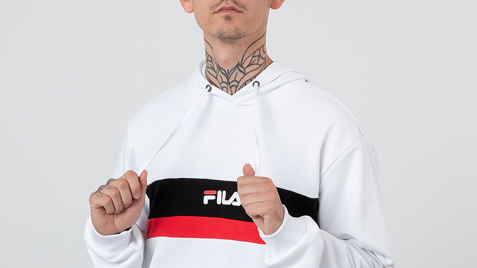 Hoodies and sweatshirts FILA Radomir Hoodie Bright White Black True Red Footshop