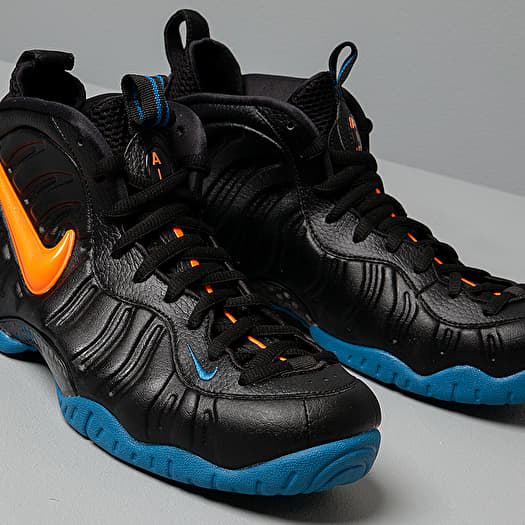 Black blue and orange foamposites store
