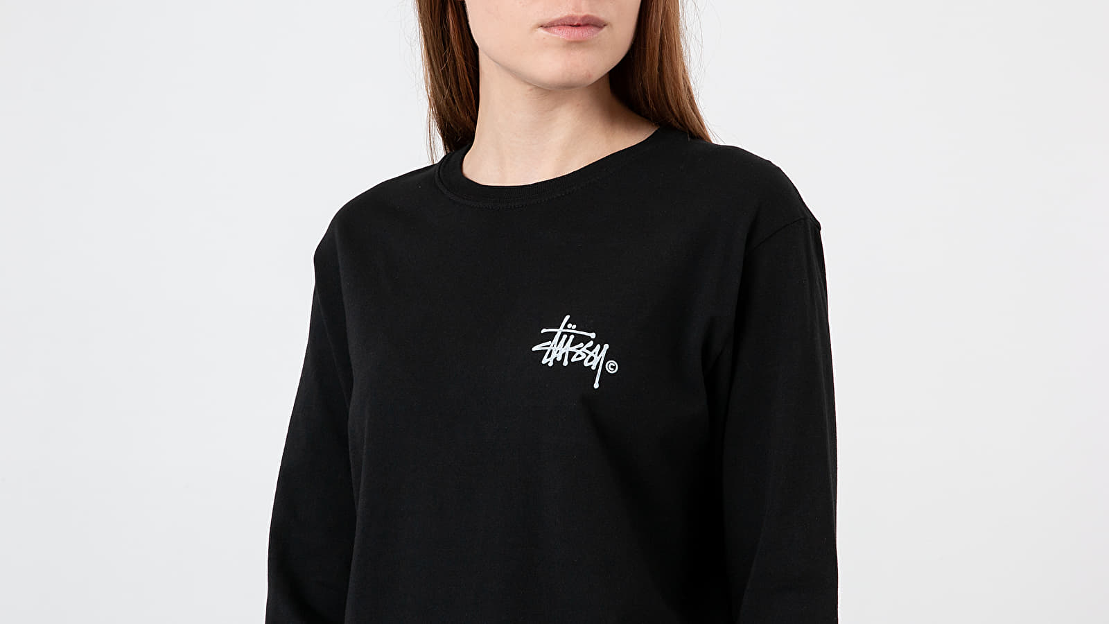 T-krekli Stüssy Basic Logo Pig Dyed Longsleeve Tee Black