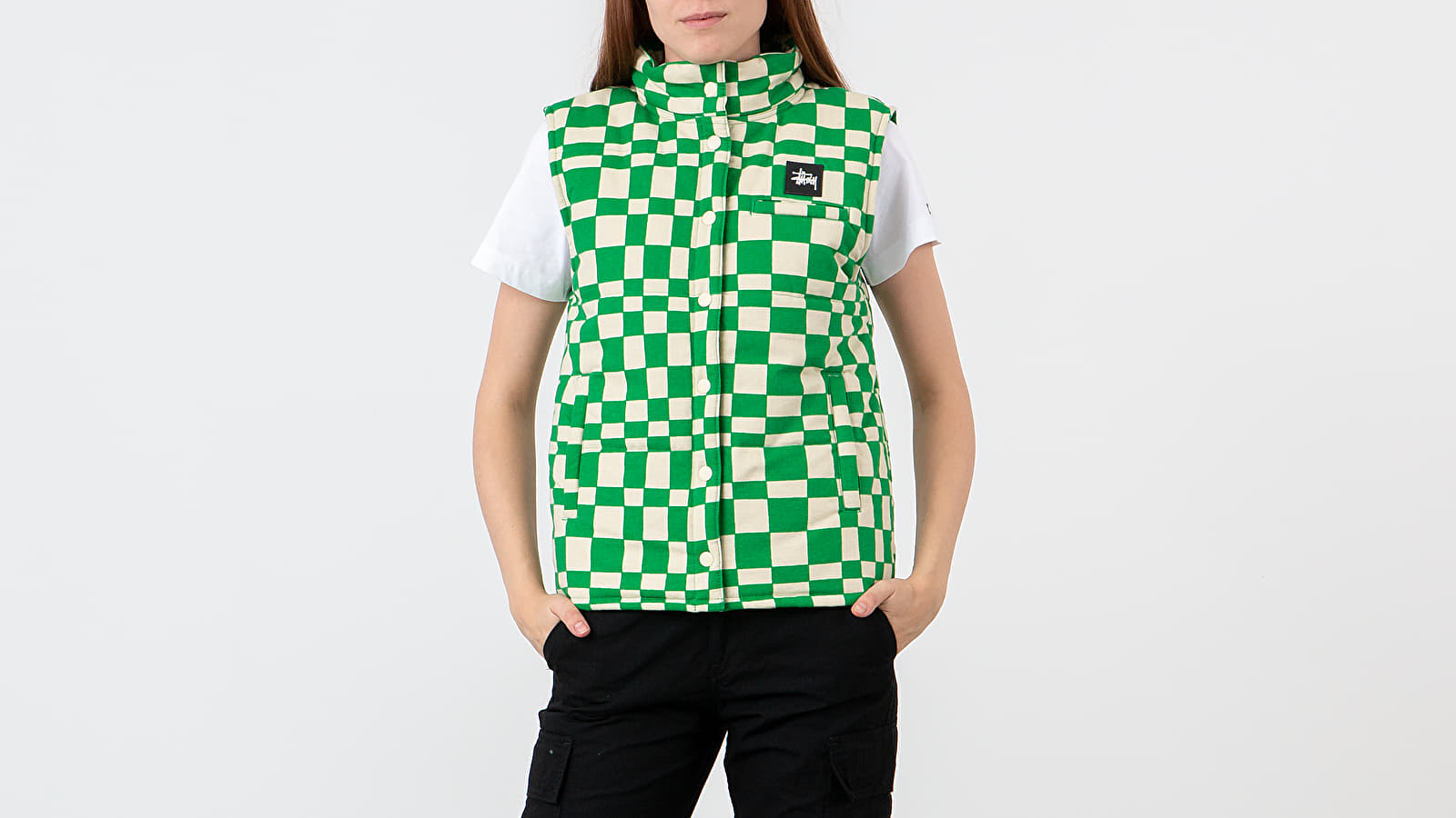 Якета Stüssy Sabi Checker Puff Vest Green