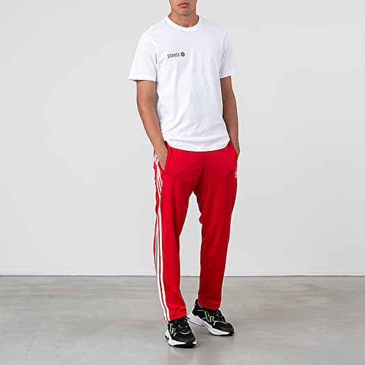 Red adidas track pants outfit sale