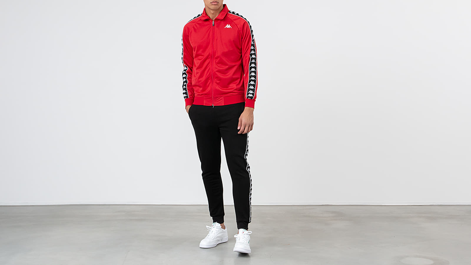 Red and black kappa hotsell tracksuit