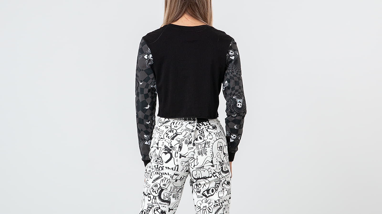 T-shirts Vans x The Nightmare Before Christmas Jacks Check Long Sleeve Crop Tee (DISNEY) Black