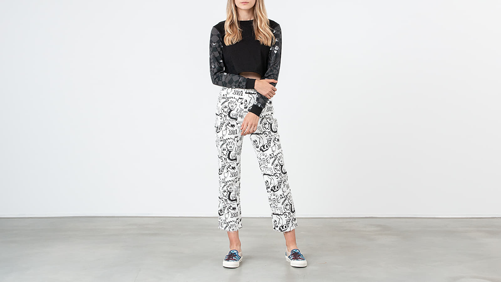 T-shirts Vans x The Nightmare Before Christmas Jacks Check Long Sleeve Crop Tee (DISNEY) Black