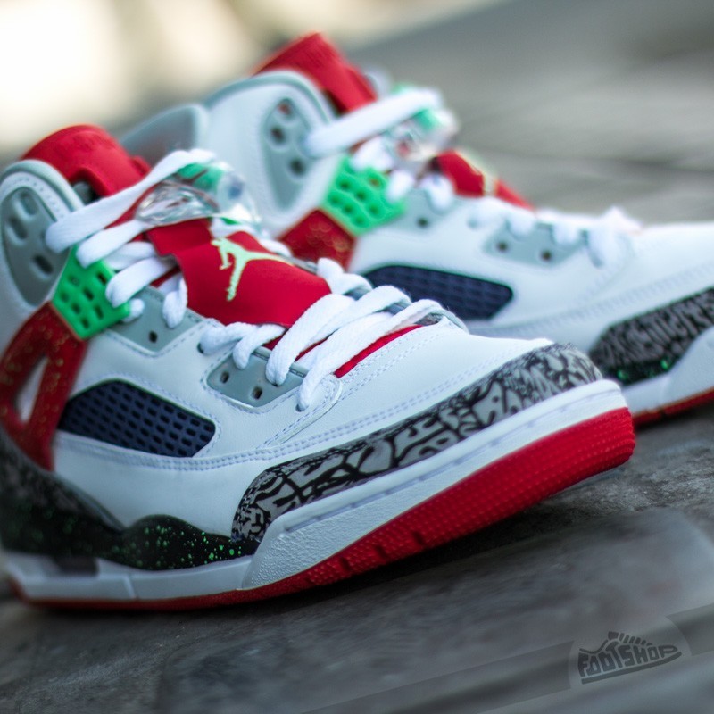 Jordan Spizike White Poison Green Red Mens Athletic Sneaker Jordan Spizike White/Light Poison Green-University Red-Grey  main image 2