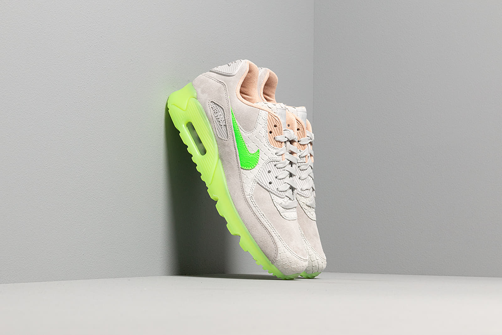 Men's shoes Nike Air Max 90 Premium Pure Platinum/ Electric Green-Bio Beige