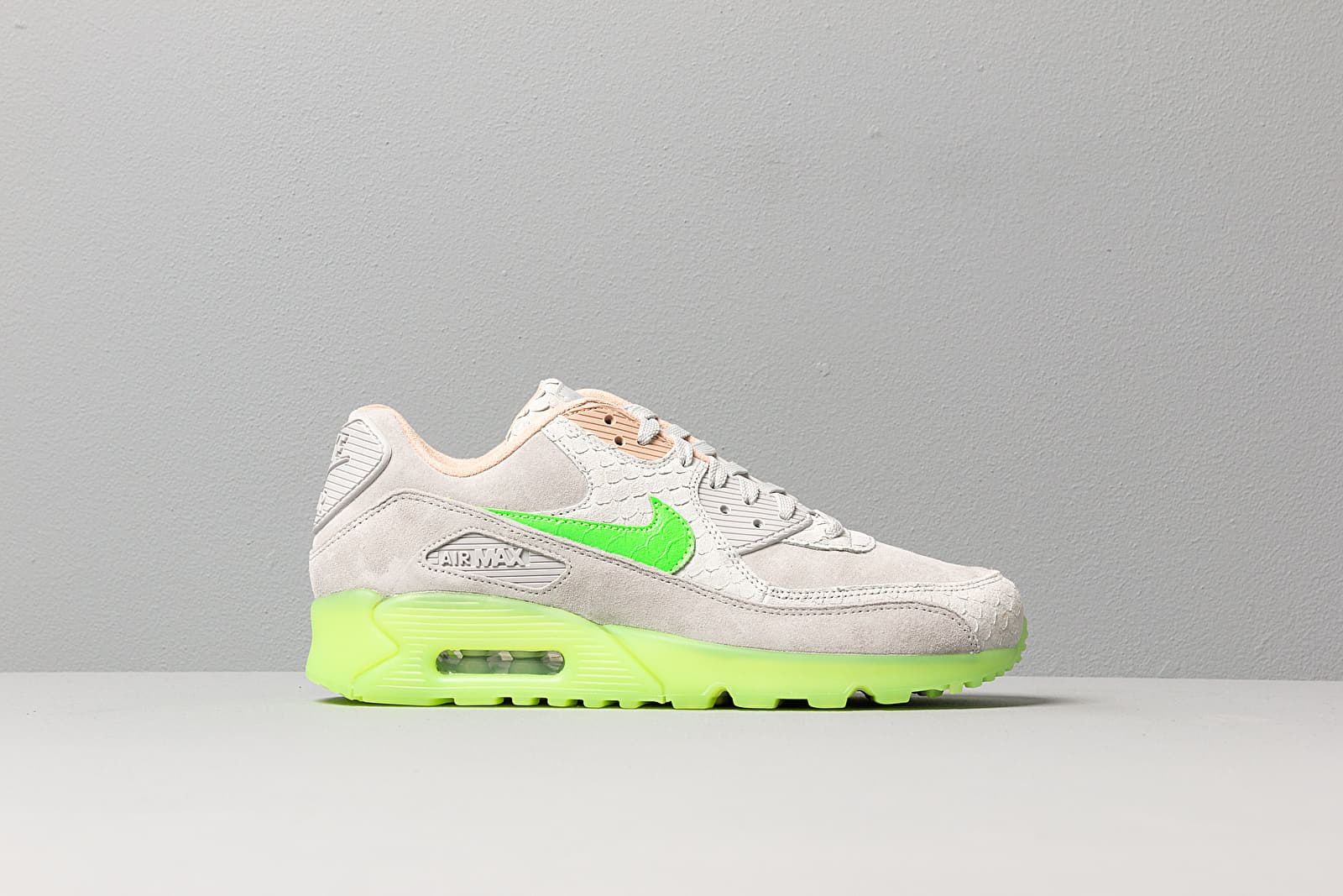 Men's shoes Nike Air Max 90 Premium Pure Platinum/ Electric Green-Bio Beige