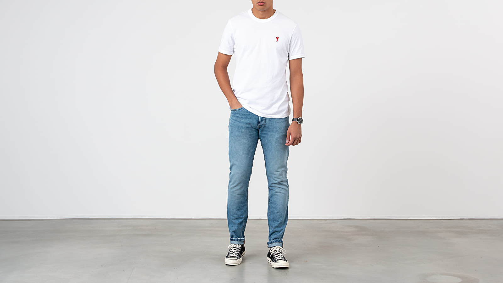 Magliette AMI Alexandre Mattiussi De Coeur Tee White