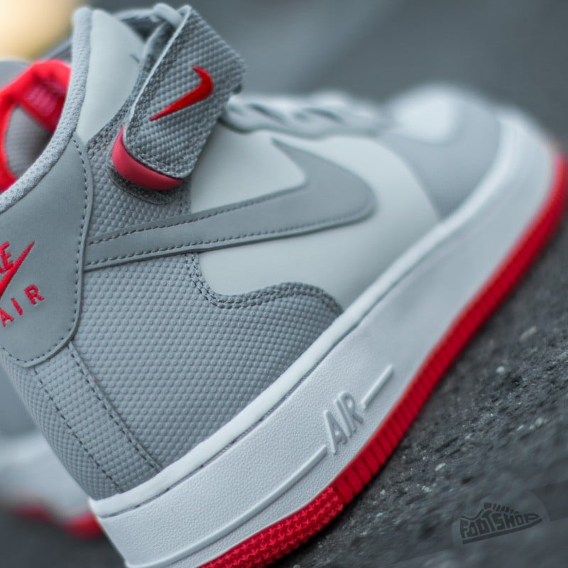 Scarpe uomo Nike Air Force 1 Mid ´07 Premium Platinum/ Wolf Grey-Bright Crimson