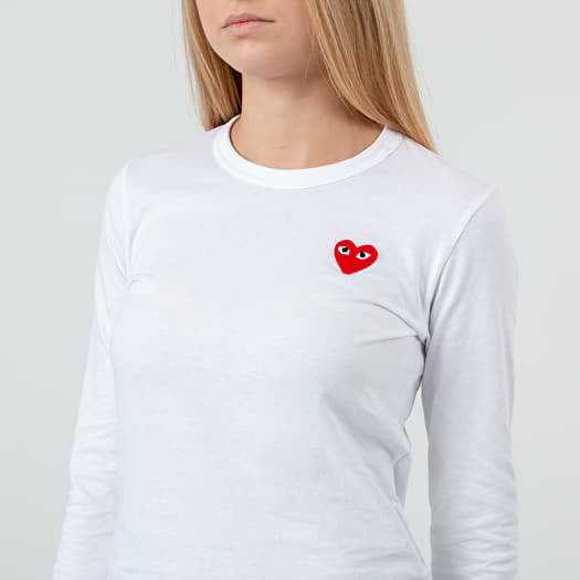 T shirts Comme des Garcons PLAY Long Sleeve Tee White Footshop
