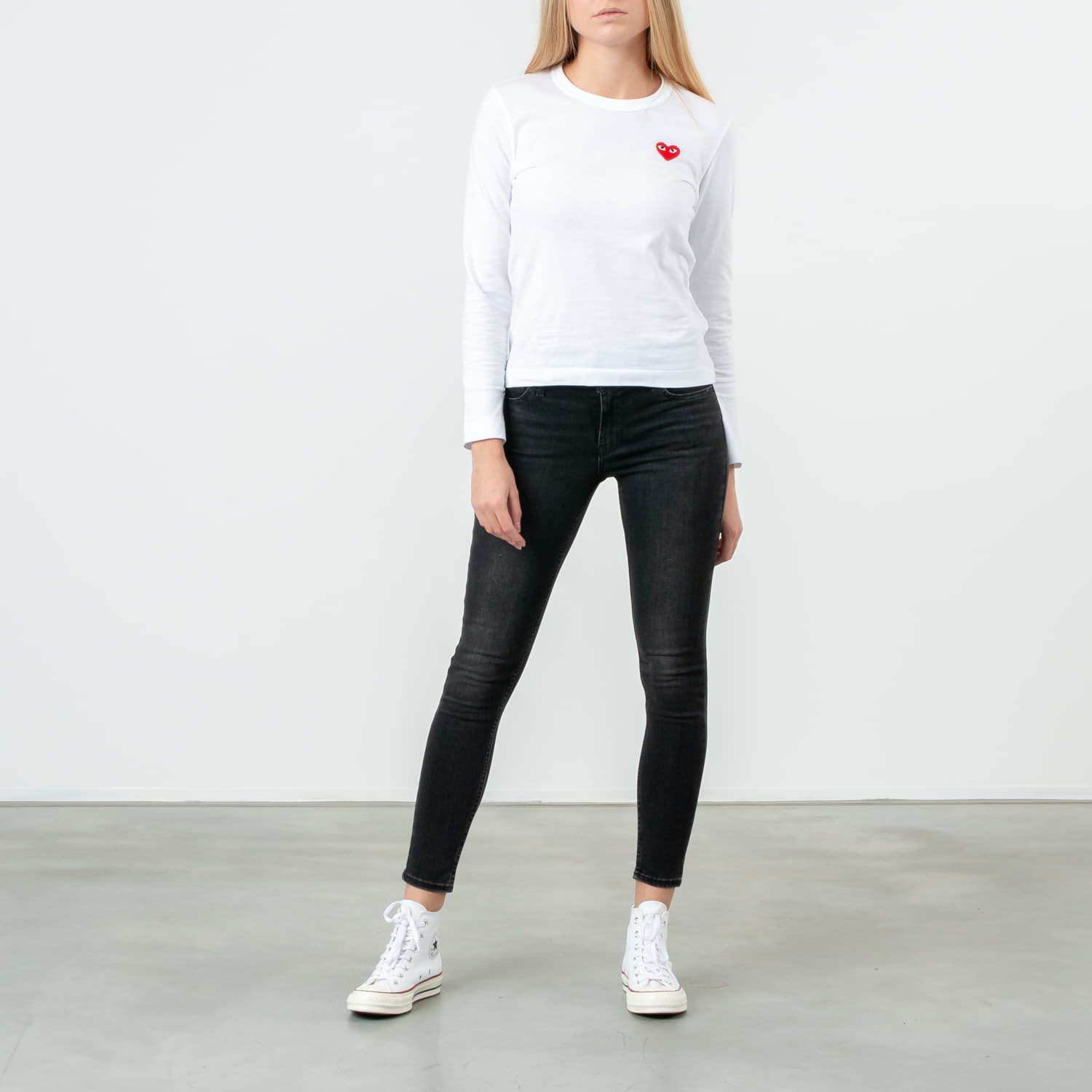 T-shirts Comme des Garçons PLAY Long Sleeve Tee White