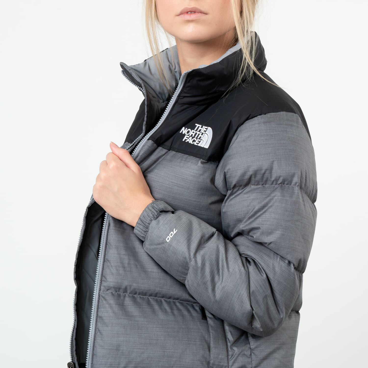 The north face online nuptse jacket grey