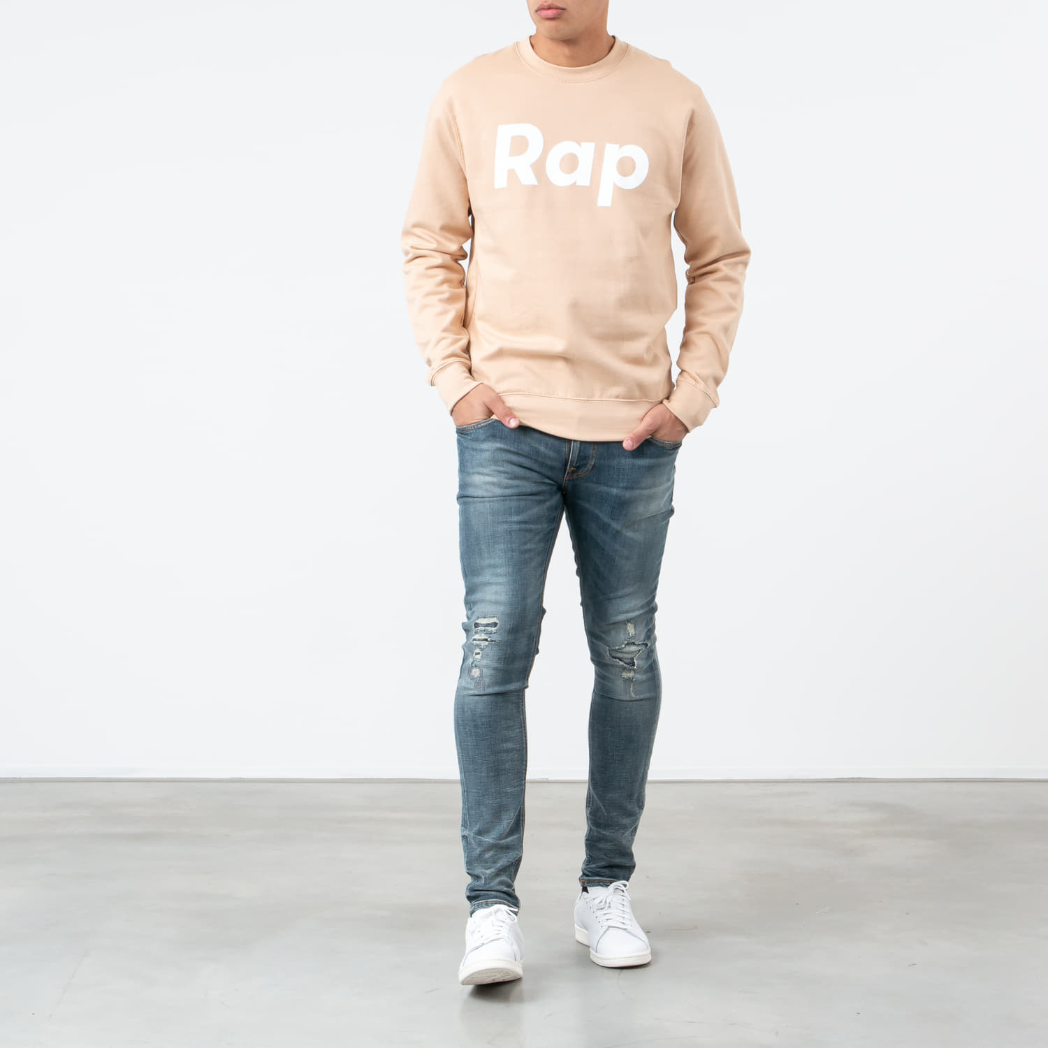 Mikiny RAP Crewneck Nude