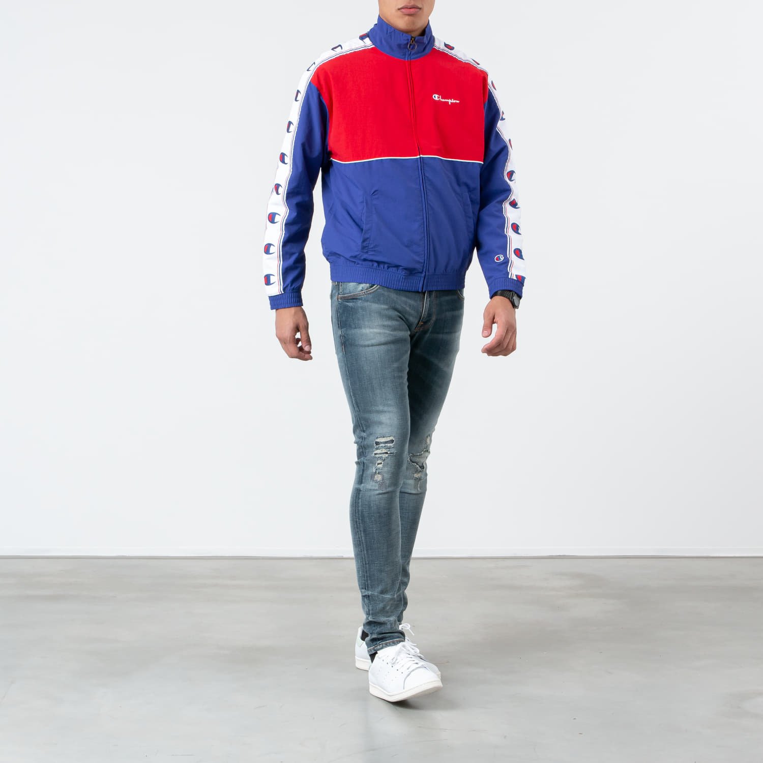 Champion jacket 2025 red blue white